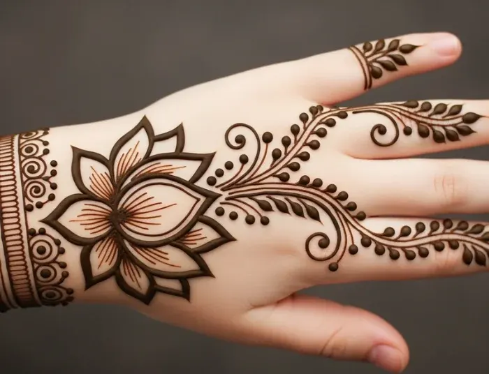 Pretty Lotus Motif Design for Back of the Hand Pretty Lotus Motif Design for Back of the Hand